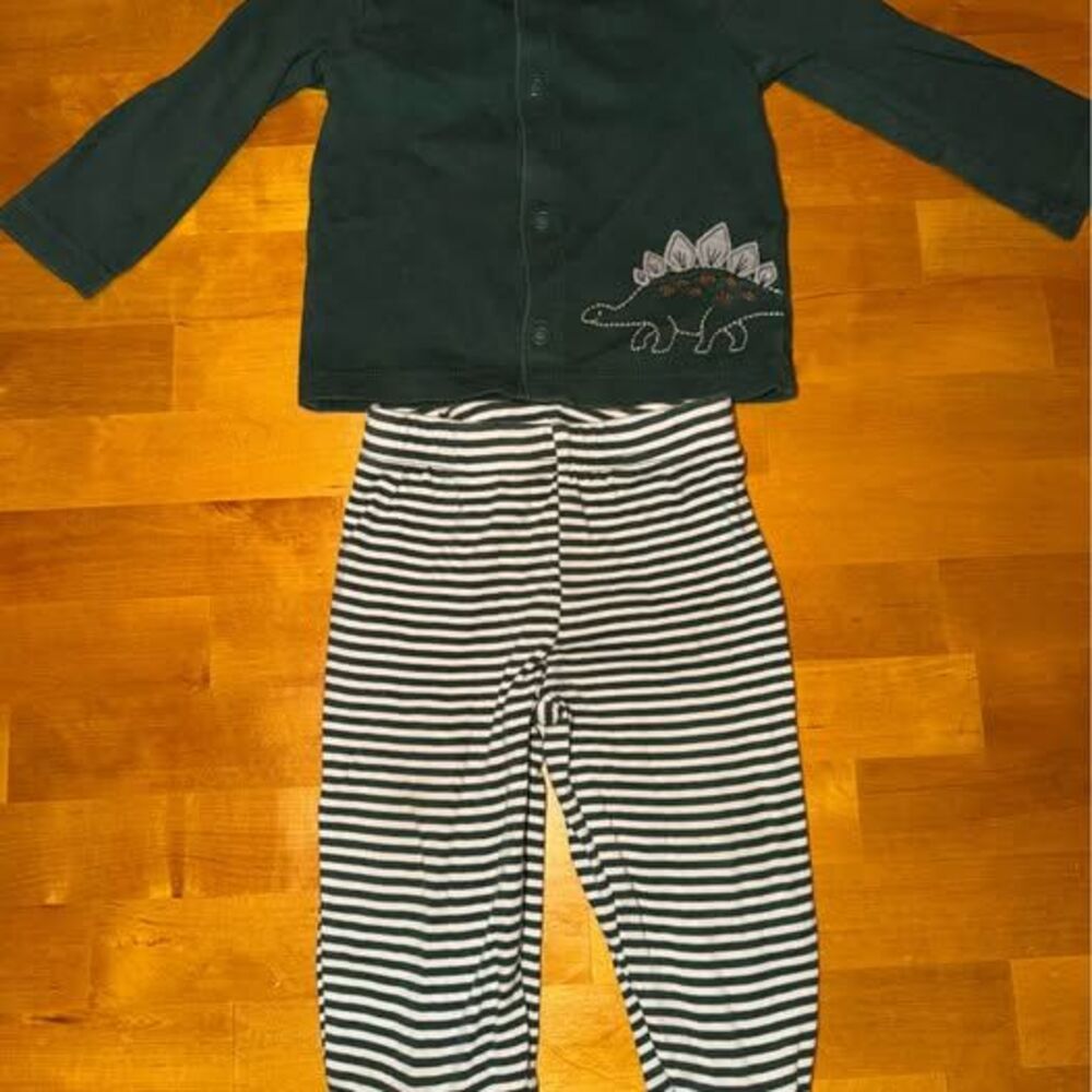 Carter's Baby Boy 2-Piece Green Dinosaur Pajama Set Size 9 Months